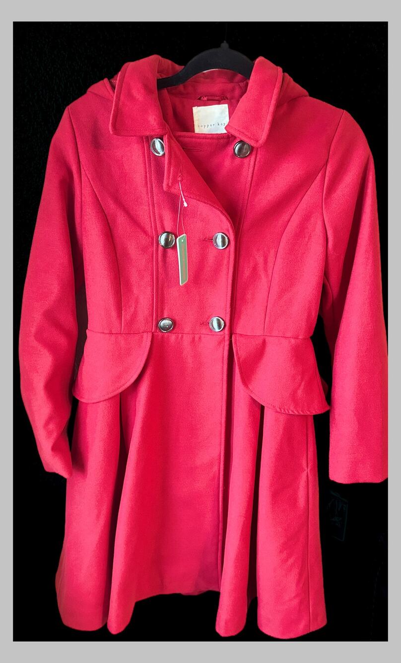 Copper Key Girls 14/16 Red Hooded Peplum Coat NWT Double Breasted